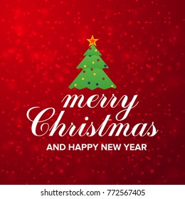 Merry Christmas White Lettering Christmas Tree Stock Vector (Royalty ...