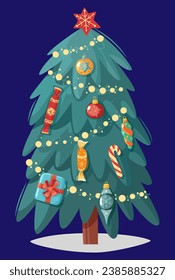 decorated Christmas tree with toys