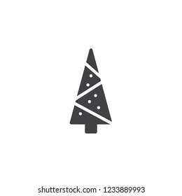 Decorated christmas tree vector icon. filled flat sign for mobile concept and web design. Xmas tree simple solid icon. Symbol, logo illustration. Pixel perfect vector graphics