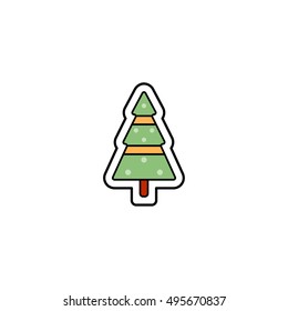 Decorated Christmas tree vector icon. Christmas and New Year celebration topic.