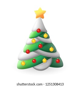 Decorated Christmas tree - vector illustration isolated on white