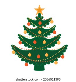 Decorated Christmas tree. vector illustration