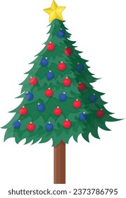 decorated christmas tree vector illustration