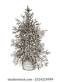 Decorated Christmas tree vector illustration