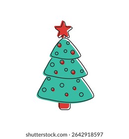 Decorated Christmas tree. Vector illustration