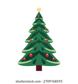 Árvore de Natal decorada. Ilustração de vetor EPS10