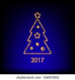 Decorated Christmas tree vector illustration