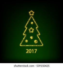 Decorated Christmas tree vector illustration