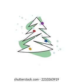 Decorated Christmas tree
vector. Xmas tree line art