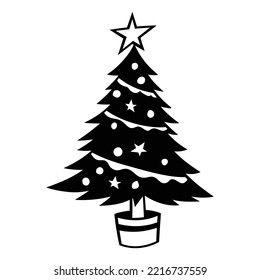Árboles de navidad decorados Vector Ilustración para elementos de navidad