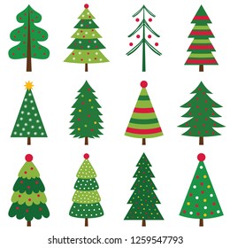 Decorated Christmas Trees Vector Set Stock Vector (Royalty Free ...