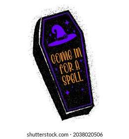 Decorated coffin for halloween party celebrations