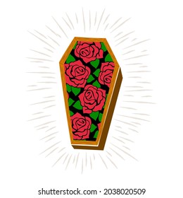 Decorated coffin for halloween party celebrations