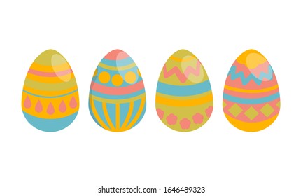 Decorated colorful eggs. Easter holiday. Vector illustration