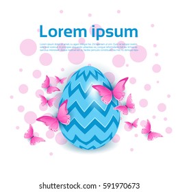 Decorated Colorful Eggs Easter Holiday Symbols Greeting Card Vector Illustration