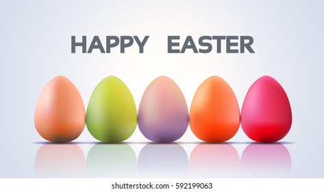 Decorated Colorful Eggs Easter Holiday Symbols Greeting Card Vector Illustration