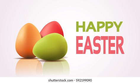 Decorated Colorful Eggs Easter Holiday Symbols Greeting Card Vector Illustration