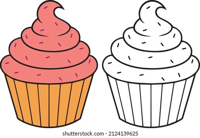 Decorated cupcake with icing vector artwork 