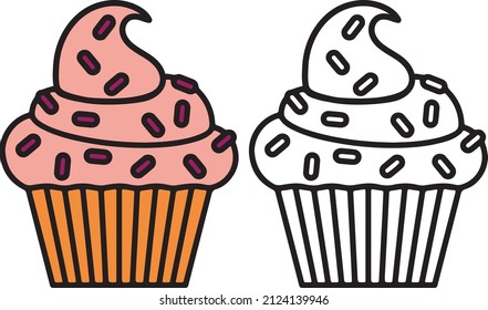 Decorated cupcake with icing vector artwork 