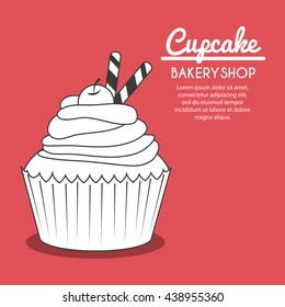 Decorated Cupcake. Sweet icon. vector graphic 