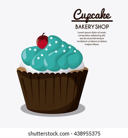 Decorated Cupcake. Sweet icon. vector graphic 