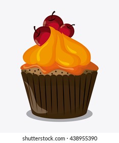 Decorated Cupcake. Sweet icon. vector graphic 