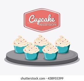 Decorated Cupcake. Sweet icon. vector graphic 