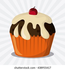 Decorated Cupcake. Sweet icon. vector graphic 