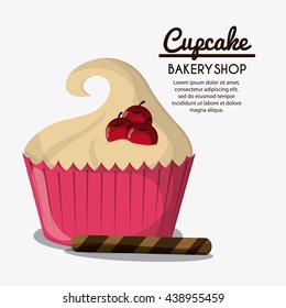 Decorated Cupcake. Sweet icon. vector graphic 