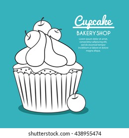 Decorated Cupcake. Sweet icon. vector graphic 