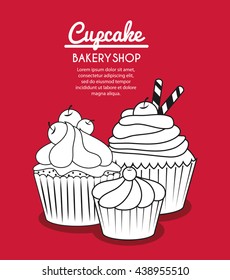 Decorated Cupcake. Sweet icon. vector graphic 
