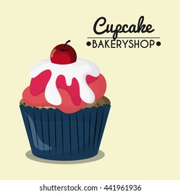 Decorated Cupcake. Sweet icon. vector graphic 