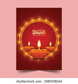 	Decorated diwali diya festival card holiday brochure background