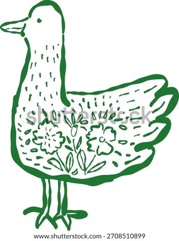 Decorated Doodle Style Easter Chicken Bird with Pattern