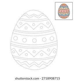  Decorated Easter Egg Coloring Page for Kids Activity, Kindergarten and Preschool. Trace and color Easter Egg, Vector. Coloring Page of Easter Egg for Easter Activity Printable.