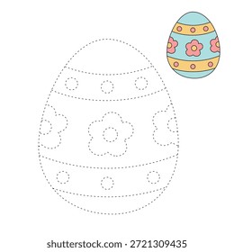Página decorada de colorir ovos de Páscoa para atividades infantis, jardim de infância e pré-escola. Traço e cor colorido decorado ovo de Páscoa, vetor. Página de Coloração de Ovo de Páscoa para Atividade de Páscoa Imprimível.