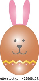 Decorated Easter egg in the form of a hare with ears. Images for use in design, decoration stickers. Vector illustration isolated on white background.