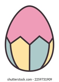 Decorated easter egg. Holiday attribute in lineal flat style.