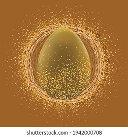 Decorated easter egg in a nest. Easter season - Vector