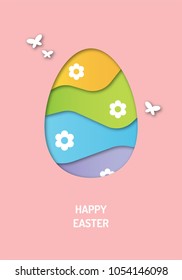 Decorated easter egg paper cutout vector greeting card