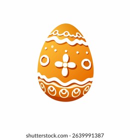 Decorated Easter egg shaped gingerbread cookie on a white background