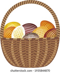 Decorated Easter eggs in the basket