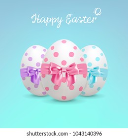 decorated easter eggs on a blue background