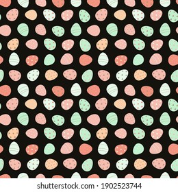 Decorated Easter eggs seamless pattern. Easter eggs background. Design for textiles, packaging, wrappers, greeting cards, paper, printing. Vector illustration