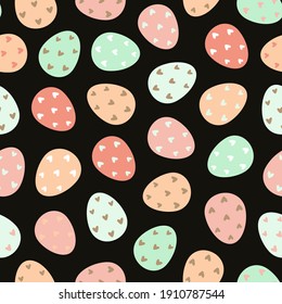 Decorated Easter eggs seamless pattern. Easter eggs background. Design for textiles, packaging, wrappers, greeting cards, paper, printing. Vector illustration