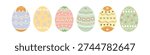 Decorated Easter eggs set in pastel colors. Flat vector illustration.