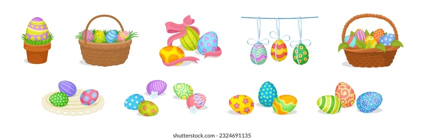 Decorated Easter Eggs as Spring Holiday Symbol Vector Set