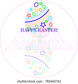 decorated egg with congratulations and reflection happy easter logo, sticker