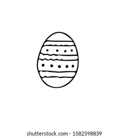 decorated egg with dots and lines in hand drawn style. Easter holiday decor.