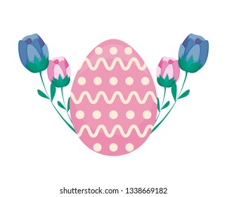 decorated egg of easter with flowers